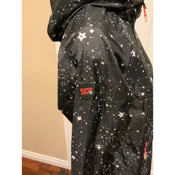 Super Dry Black Hooded Star Print Windbreaker, Lightweight Jacket, Size XS - Picture 5 of 8